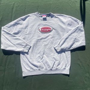 Champion Mens Gray Long Sleeve Crewneck Emrboidered Logo Pullover Sweatshirt L